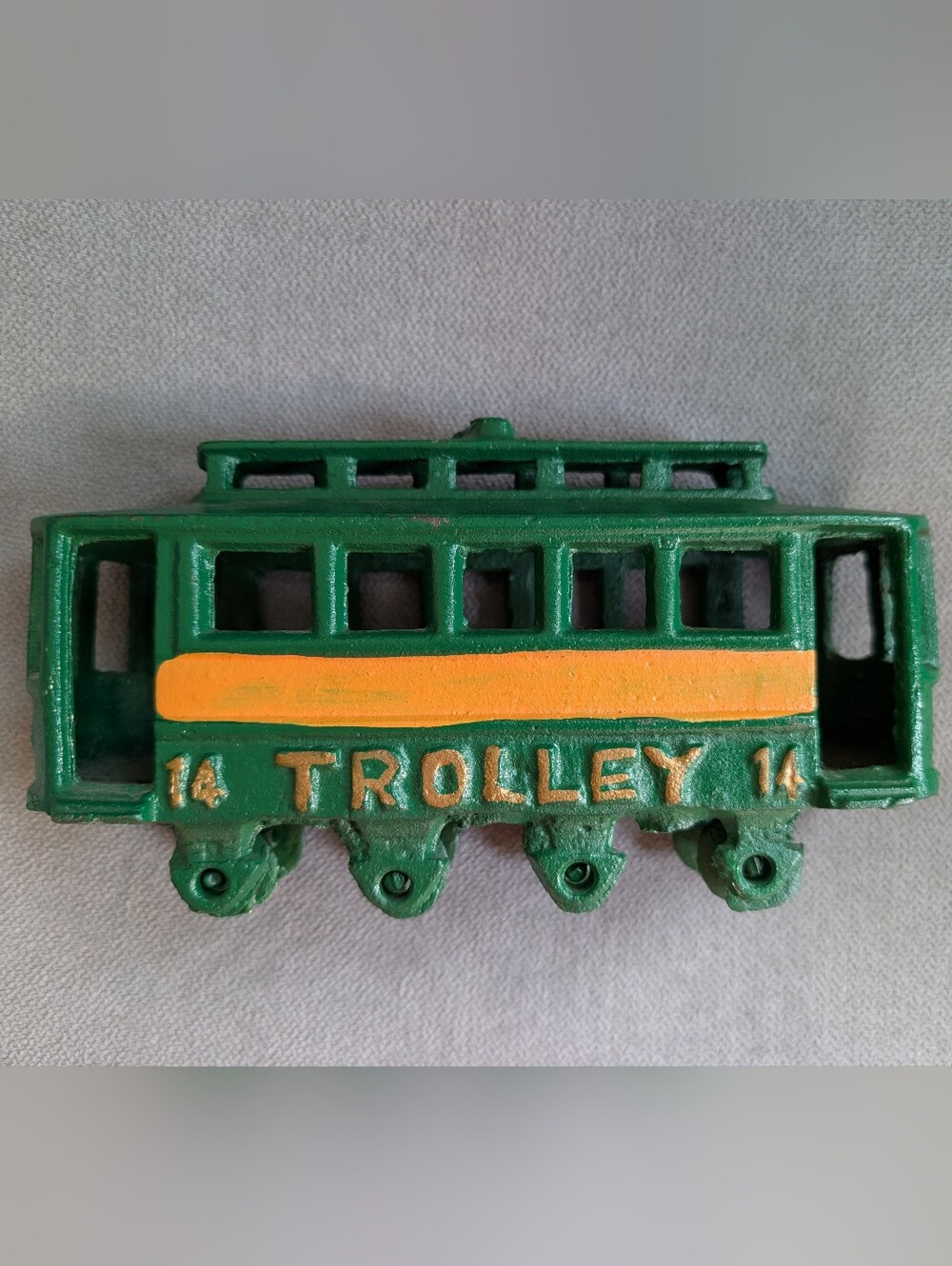 Vintage Green Cast Iron Trolley 14